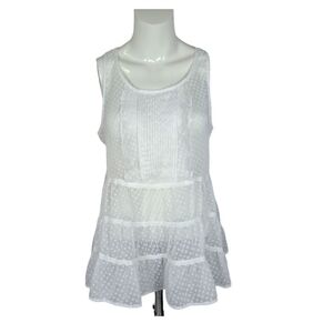 ANTHROPOLOGIE MAEVE RUFFLED CLIPDOT TANK‎ WHITE DOTTED